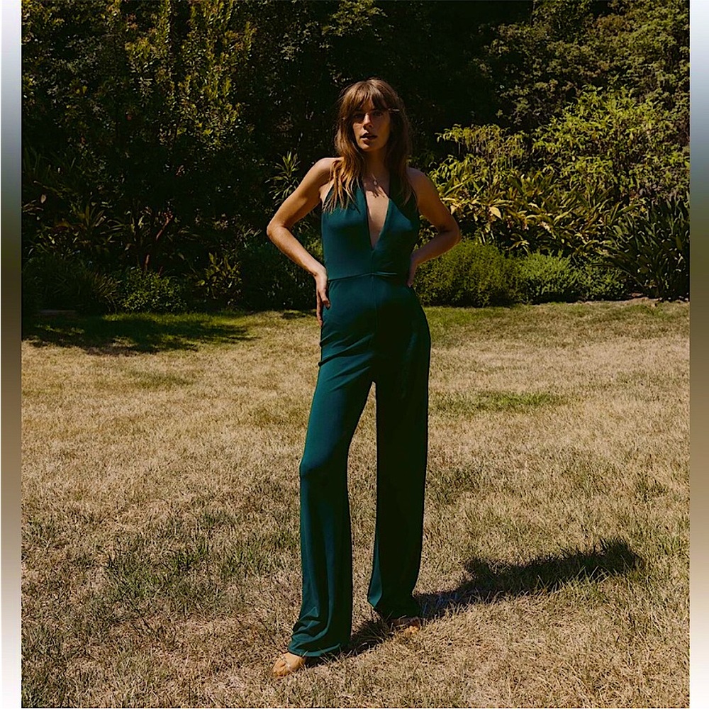 Zara emerald green halter jumpsuit